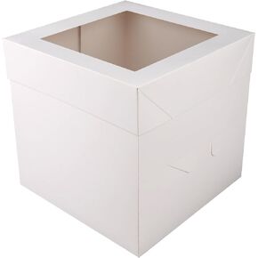 Cakebon Cake Boxes 10x10x10 inch 12-pack - Cake Boxes 10 Inch for Birthdays, Weddings and Christmas Parties - Cake Boxes with Window