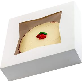 Gourmet 10in White Bakery Box 1 Pack/SINGLE BOX. Cute Window Display for Pies, Cakes, Cupcakes, Pastries. Transport Baked Goods With a Sturdy Carrier. Give Sweet Holiday Gifts at Work or School