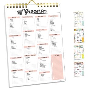 Decorably 52 Sheets Watermelon Grocery List Pad Magnetic, 6x9in Spring-Bound Shopping List Notepads