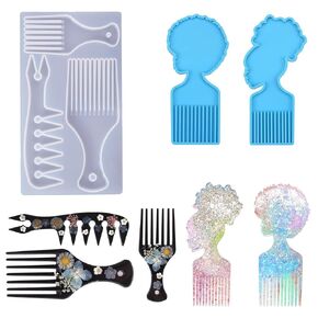 Hair Pick Comb Resin Molds - 3pcs African Afro Comb Molds Epoxy Resin Casting Molds for Silicone DIY Crafts