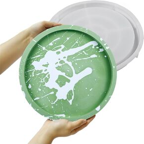 Wehous Big Round Tray Mold with Edges 12.2in Silicone Tray Resin Concrete Molds Large Storage Container Tray Plate Silicone Molds for Epoxy Resin DIY Resin Cement Art Craft Accessories Home Decor