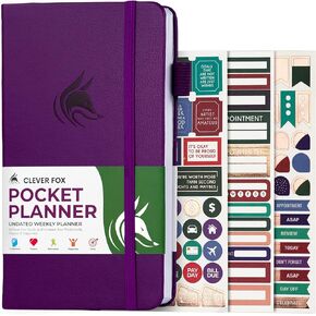 Clever Fox Pocket Planner Weekly – Undated Monthly Goal Planner and Calendar, Mini Planner Perfect for Purse, 3.7x6.7" (Mystic Blue)