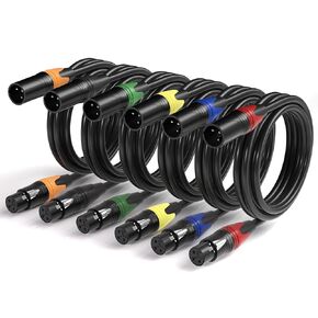 كابلات ميكروفون XLR بطول 15 قدمًا مكونة من 6 حزم، كابل XLR متوازن ذكر إلى أنثى كابلات توصيل تمديد XLR مع 3 دبابيس