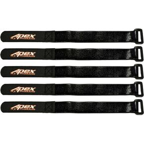 Apex RC Products 5 Pack 16mm x 200mm HD Rubberized Battery Straps Non-Slip 3020