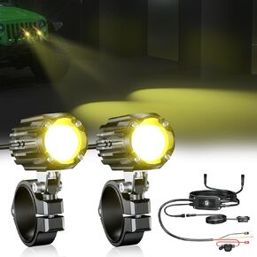 Kewig LED Drving Light, LED Offroad Light 60W 5000LM Driving Offroad Light, White/Amber Combo Beam Light with Mount Brackets Spotlights Work Lights Compatible with Trucks Jeep ATV UTV Motorcycle