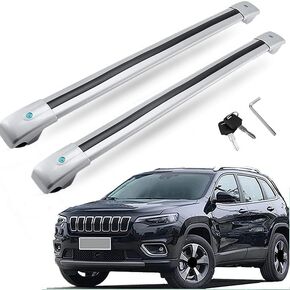 قضبان متقاطعة لسقف MotorFansClub مناسبة لسيارة Jeep Cherokee 2014 2015 2016 2017 2018 2019 2020 2021 2022 2023 سكة نقل الأمتعة (لا تناسب سيارة Jeep Grand Cherokee)