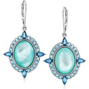Ross-Simons Blue Mother-Of-Pearl Drop Earrings With 3.10 ct. t.w. London and Swiss Blue Topaz in Sterling Silver