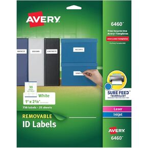 Avery 6460 Laser/Inkjet Labels,Removable,1-Inch x2-5/8-Inch, 750/PK,WE