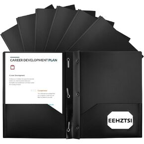 60-Pack Plastic Folders with Pockets and Prongs,2-Pocket Folders with 3 Fasteners, Poly Folders Holds 8-1/2" x 11" Paper for School/Office/Home, Assorted