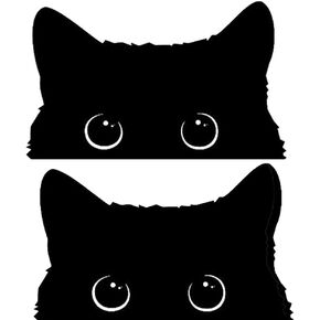2Pcs Curious Peeking Kitty Cat 6 inch Black Indoor Outdoor Vinyl Decal