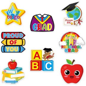 Kindergarten Grad Party Decoration DIY Preschool Graduation Themed Party Favors Cut-Outs Essentials Kindergarten Graduation Party Shaped DIY Cutouts Supplies Set of 24 Counts