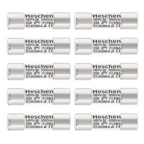 Solar DC1000V PV Fuse, Photovoltaic Fuses, gPV Type Fuse Link, HSPV-30, 10 * 38mm, 20A 1000VDC, I1 33kA, for Solar PV System Protection, 10PCS