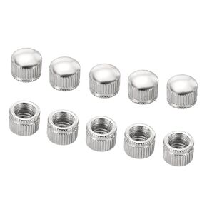 PATIKIL M10x1.0 Cap Nut, 20 Pack Acorn Nut Screw Knob Cap Insert Bolt Cover Female Thread Knurled Decorative Hardware Fittings Light Fixtures Silver Tone