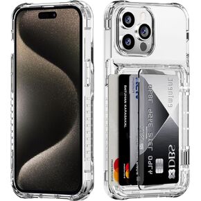 for iPhone 15 Pro Max Case Wallet Clear Protective Phone Case with Credit Card Holder Heavy Duty Protection Shockproof Anti-Scratch Anti-Yellow Cover for iPhone 15 Pro Max 6.7 inch Transparent