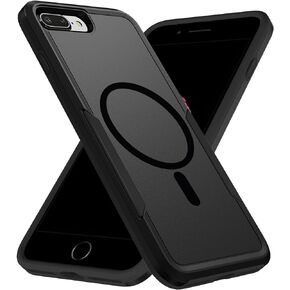 Strong Magnetic for iPhone 8 Plus & iPhone 7 Plus Case,[Compatible with Magsafe] [Military Grade Drop Tested] Shockproof Tough Rugged Protective Phone Case -5.5 inch (Black)