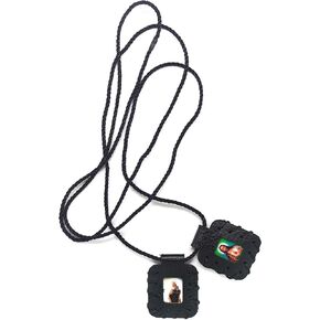 Leather Scapular of The Sacred Heart of Jesus, Sacred Virgin of Carmen, Sacred Virgin of Guadalupe & St. Michael Arcangel. Leather Finish Handmade. 2cm x 3cm by Zaraleas