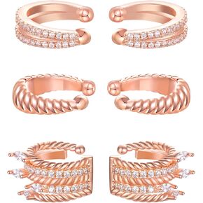Ear Cuffs for Women Non Piercing, 14K Gold/Silver/Rose Gold Plated Cubic Zirconia Huggie Ear Cuff