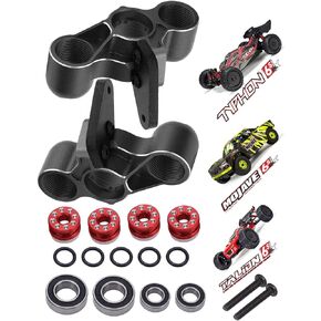 Aluminum Front Steering Knuckles Caster Blocks C-Hubs Upgrades Part for Arrma 1/8 Typhon Talion 6S BLX,1/7 Felony Mojave Infraction Limitless 6S BLX,Replace AR330187 (Black Red)