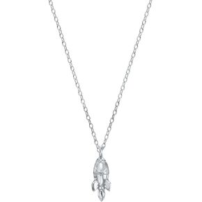 Sterling Silver Rocket Ship Pendant Necklace, 18"