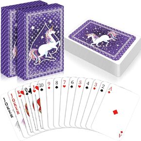 2 Decks of Unicorn Playing Cards Cute Unicorn Poker Cards Vintage Valentine Decks of Cards for Kids Girl Adults Animal Themed Party Supplies Family Activities Board Games