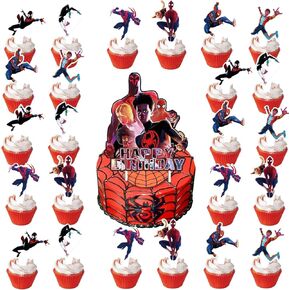 25 قطعة من زينة عيد الميلاد من مايلز موراليس على شكل عنكبوت لحفلات الكيك من أجل لوازم حفلات العنكبوت الأسود in Kuwait