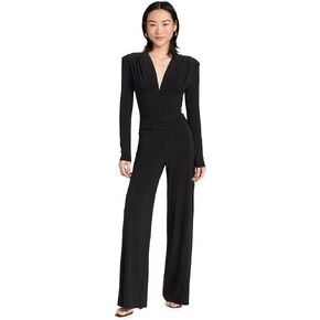 Norma Kamali Women's V Neck Shirred Waist Jumpsuit