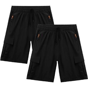 Boys Athletic Running Shorts,Outdoor Quick Dry Hiking Shorts with Zipper Pockets