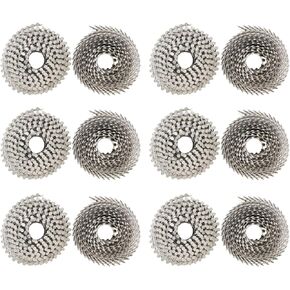 3600 Stainless Coil Siding Nails 15 Degree Coils 2-1/2 Inch, 0.09 Inch Ring Shank, Small Cap Coil Nail, Cap Warp 5.8-6mm for Cement Board Siding or Fencing Applications