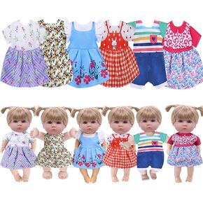 Baby Doll Clothes, 6 Sets Girl Doll Clothes Dress for 10-12 Inch Doll, Doll Outfits Accessories for Baby Doll Girl, Alive Doll Outfits for Girls Gift