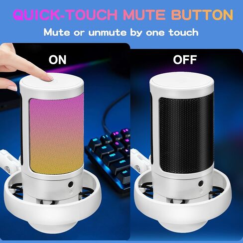 KingSom Gaming USB Microphone,Noise Cancellation Condenser Mic with Boom Arm,Podcast Microphones RGB Computer Mic,Streaming Microphone with Pop Filter, Mute Button,Gain for Recording,Discord,YouTube in Saudi Arabia
