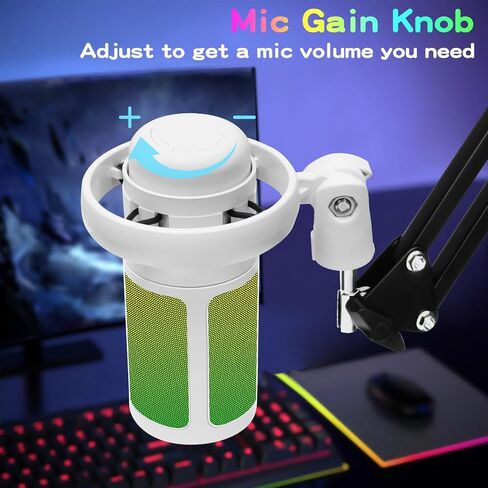 KingSom Gaming USB Microphone,Noise Cancellation Condenser Mic with Boom Arm,Podcast Microphones RGB Computer Mic,Streaming Microphone with Pop Filter, Mute Button,Gain for Recording,Discord,YouTube in Saudi Arabia
