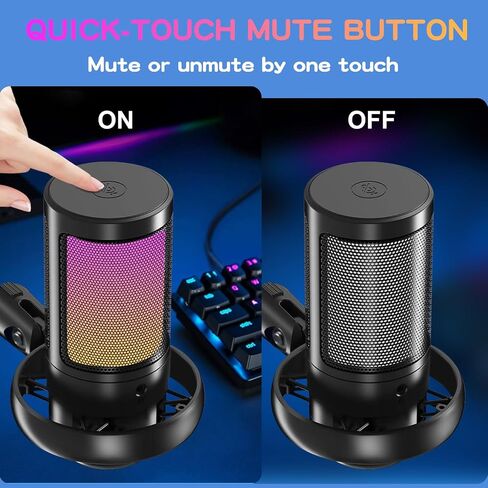 KingSom Gaming USB Microphone,Noise Cancellation Condenser Mic with Boom Arm,Podcast Microphones RGB Computer Mic,Streaming Microphone with Pop Filter, Mute Button,Gain for Recording,Discord,YouTube in Saudi Arabia