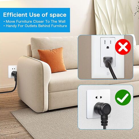 RIIEYOCA 90 Degree Right Angle 3 Prong Power Coiled Cord,Up Angle 18AWG NEMA 5-15P to Down Angle IEC 320 C13 10A 125V TV Power Spring Cable for Computer, PC, Desktop, Printer, Scanner1.97FT-4.9FT(D) in Saudi Arabia