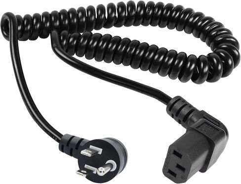 RIIEYOCA 90 Degree Right Angle 3 Prong Power Coiled Cord,Up Angle 18AWG NEMA 5-15P to Down Angle IEC 320 C13 10A 125V TV Power Spring Cable for Computer, PC, Desktop, Printer, Scanner1.97FT-4.9FT(D) in Saudi Arabia