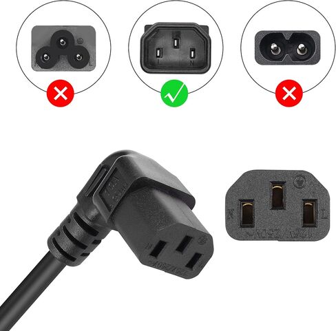 RIIEYOCA 90 Degree Right Angle 3 Prong Power Coiled Cord,Up Angle 18AWG NEMA 5-15P to Down Angle IEC 320 C13 10A 125V TV Power Spring Cable for Computer, PC, Desktop, Printer, Scanner1.97FT-4.9FT(D) in Saudi Arabia
