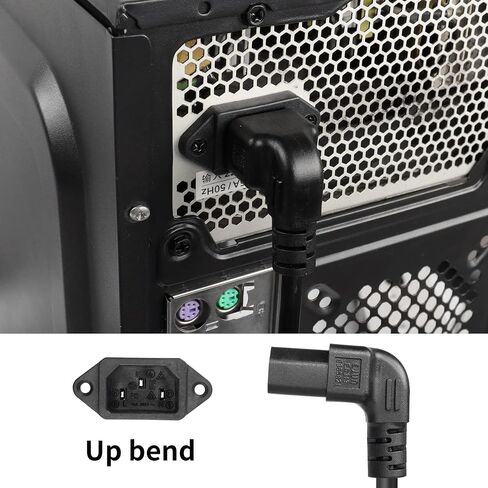 RIIEYOCA 90 Degree Right Angle 3 Prong Power Coiled Cord,Up Angle 18AWG NEMA 5-15P to Down Angle IEC 320 C13 10A 125V TV Power Spring Cable for Computer, PC, Desktop, Printer, Scanner1.97FT-4.9FT(D) in Saudi Arabia