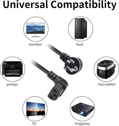 RIIEYOCA 90 Degree Right Angle 3 Prong Power Coiled Cord,Up Angle 18AWG NEMA 5-15P to Down Angle IEC 320 C13 10A 125V TV Power Spring Cable for Computer, PC, Desktop, Printer, Scanner1.97FT-4.9FT(D) in Saudi Arabia