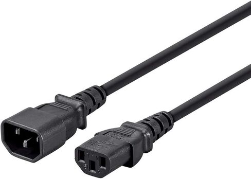 Monoprice Extension Cord - IEC 60320 C14 to IEC 60320 C13, 10 Amp, 1250 Watt, 3-Prong, 18AWG, 4 Feet, Black in Saudi Arabia