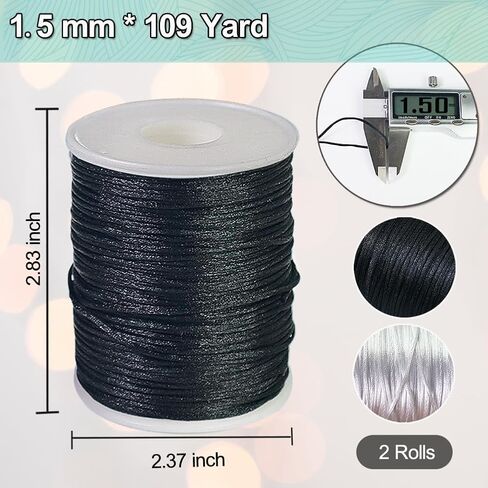 Ewparts 15 Rolls Nylon String for Bracelets Making Satin Nylon Rattail Cord for Beading, Kumihimo,Necklace,Macrame Craft, Keychains Lanyards, Jewelry Making,Bracelet Making Nylon Satin Cords in Saudi Arabia