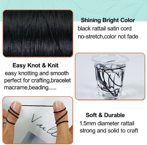 Ewparts 15 Rolls Nylon String for Bracelets Making Satin Nylon Rattail Cord for Beading, Kumihimo,Necklace,Macrame Craft, Keychains Lanyards, Jewelry Making,Bracelet Making Nylon Satin Cords in Saudi Arabia