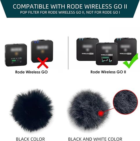 Mic Windshield Pop Filter Wind Muff For Rode Wireless Go 2 Dual Channel Wireless System Outside Dead Cat Windscreen Designed For Rode Wireless Go II - Rode Go 2 Mic Accessories (Black) in Saudi Arabia