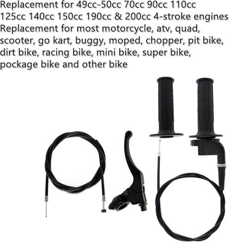 7/8 Twist Grip Throttle Accelerator Cable Kit 22mm Handlebars Replacement for 50cc 60cc 66cc 90cc 110cc 125cc 140cc 150cc 190cc 200cc 4-Stroke Pit Dirt Bike ATV Go Kart SDG SSR in Saudi Arabia