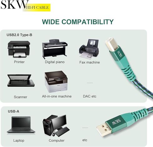 كابل طابعة USB من سلسلة HCW من مستوى الإدخال USB A إلى USB B كابل فك تشفير DAC بطول 3 أقدام/1 متر in Kuwait
