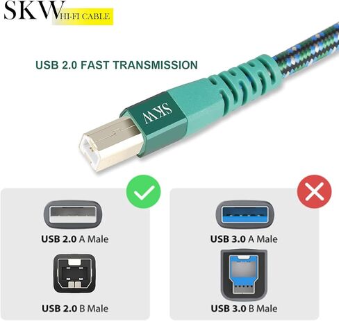 كابل طابعة USB من سلسلة HCW من مستوى الإدخال USB A إلى USB B كابل فك تشفير DAC بطول 3 أقدام/1 متر in Kuwait