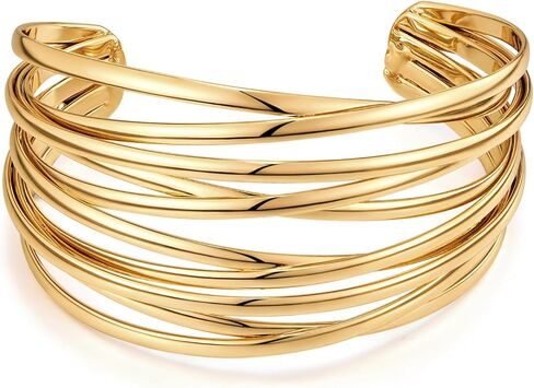 CLASSYZINT Dainty Gold/Silver Muilt-layer Cuff Bangle Bracelets For Women Adjustable Thin Minimalist Open Cuff Bracelet in Saudi Arabia