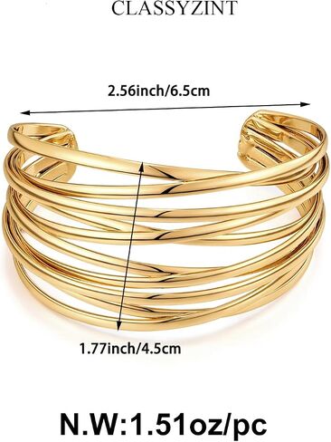 CLASSYZINT Dainty Gold/Silver Muilt-layer Cuff Bangle Bracelets For Women Adjustable Thin Minimalist Open Cuff Bracelet in Saudi Arabia