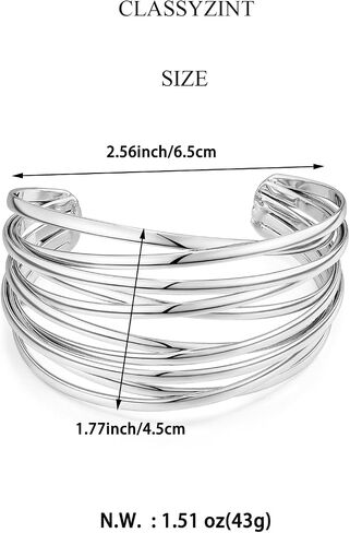 CLASSYZINT Dainty Gold/Silver Muilt-layer Cuff Bangle Bracelets For Women Adjustable Thin Minimalist Open Cuff Bracelet in Saudi Arabia