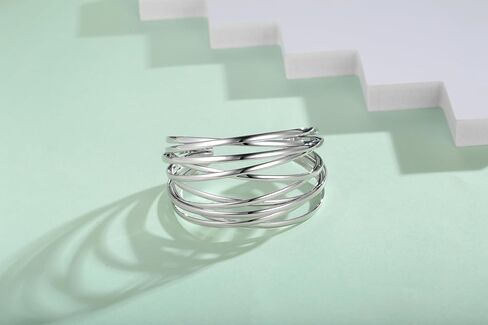 CLASSYZINT Dainty Gold/Silver Muilt-layer Cuff Bangle Bracelets For Women Adjustable Thin Minimalist Open Cuff Bracelet in Saudi Arabia