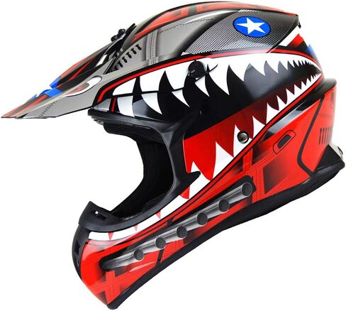 1Storm Adult Motocross Helmet BMX MX ATV Dirt Bike Downhill Mountain Bike Helmet Racing Monster Shark Style HKY_SC09S in Kuwait