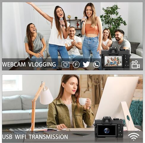 كاميرات NBD الرقمية للتصوير الفوتوغرافي، كاميرا تسجيل فيديو بتركيز تلقائي 48 ميجابكسل و5K لليوتيوب مع بطاقة TF سعة 32 جيجابايت وبطاريتين، كاميرا فيديو مضادة للاهتزاز بتكبير 16X مع زاوية واسعة 52 مم وعدسة ماكرو... in Kuwait